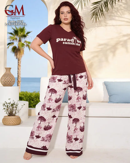 بيجامة حريمي صيفي Paradise Sunshine – GM Fashion موديل 3123