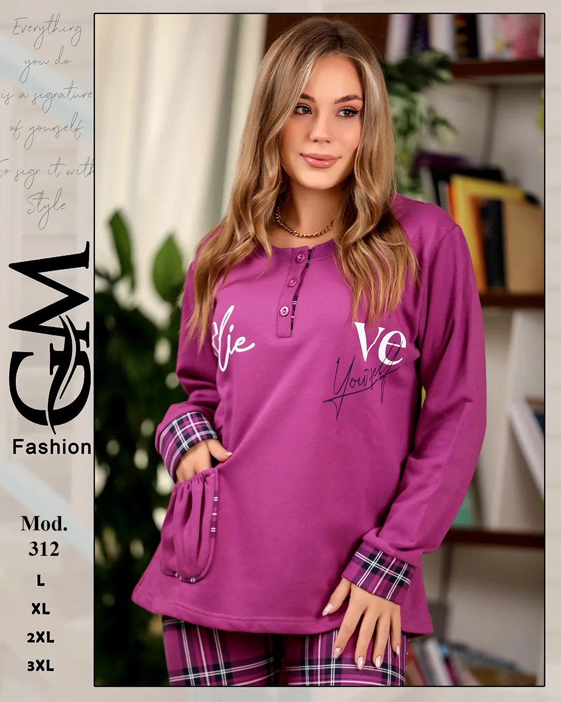 312طقم شتوي حريمي من GM Fashion خامة ميلتون قطيفي ناعم – موديل 312 – مقاسات حتى 3XL