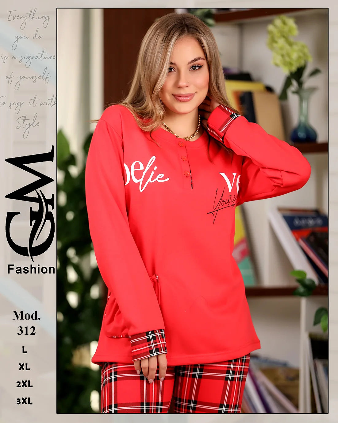 312طقم شتوي حريمي من GM Fashion خامة ميلتون قطيفي ناعم – موديل 312 – مقاسات حتى 3XL