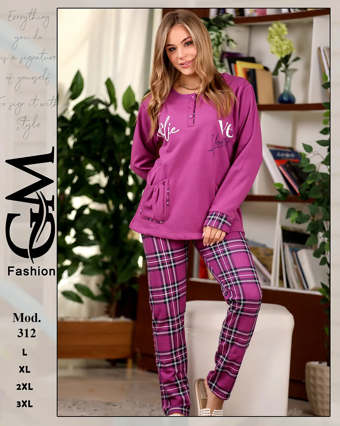 312طقم شتوي حريمي من GM Fashion خامة ميلتون قطيفي ناعم – موديل 312 – مقاسات حتى 3XL