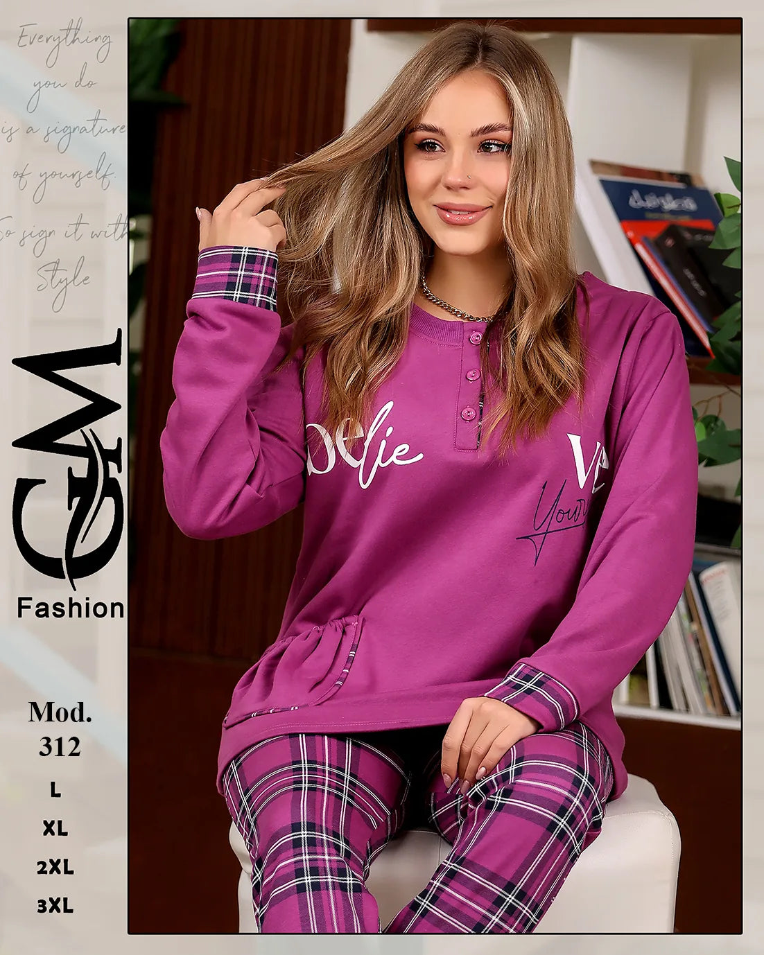 312طقم شتوي حريمي من GM Fashion خامة ميلتون قطيفي ناعم – موديل 312 – مقاسات حتى 3XL
