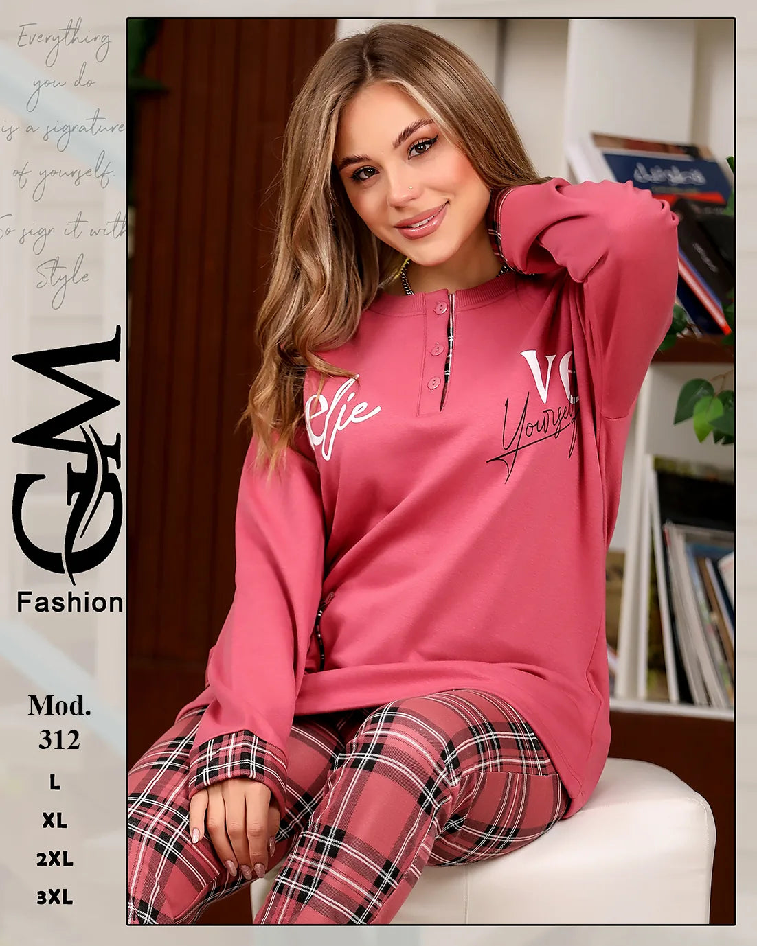 312طقم شتوي حريمي من GM Fashion خامة ميلتون قطيفي ناعم – موديل 312 – مقاسات حتى 3XL