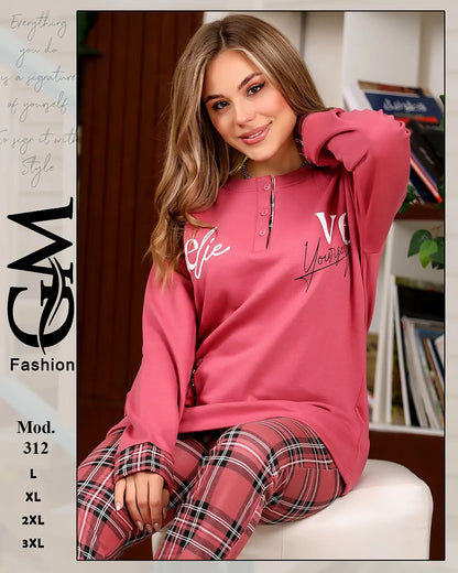 312طقم شتوي حريمي من GM Fashion خامة ميلتون قطيفي ناعم – موديل 312 – مقاسات حتى 3XL