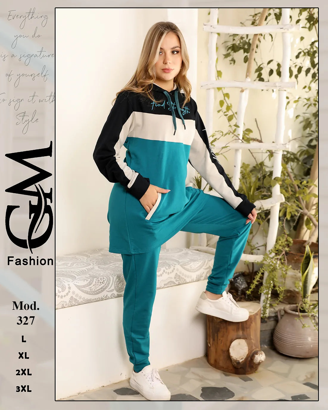 طقم ترينج شتوي حريمي قطن مريح بألوان متعددة – GM Fashion موديل 327