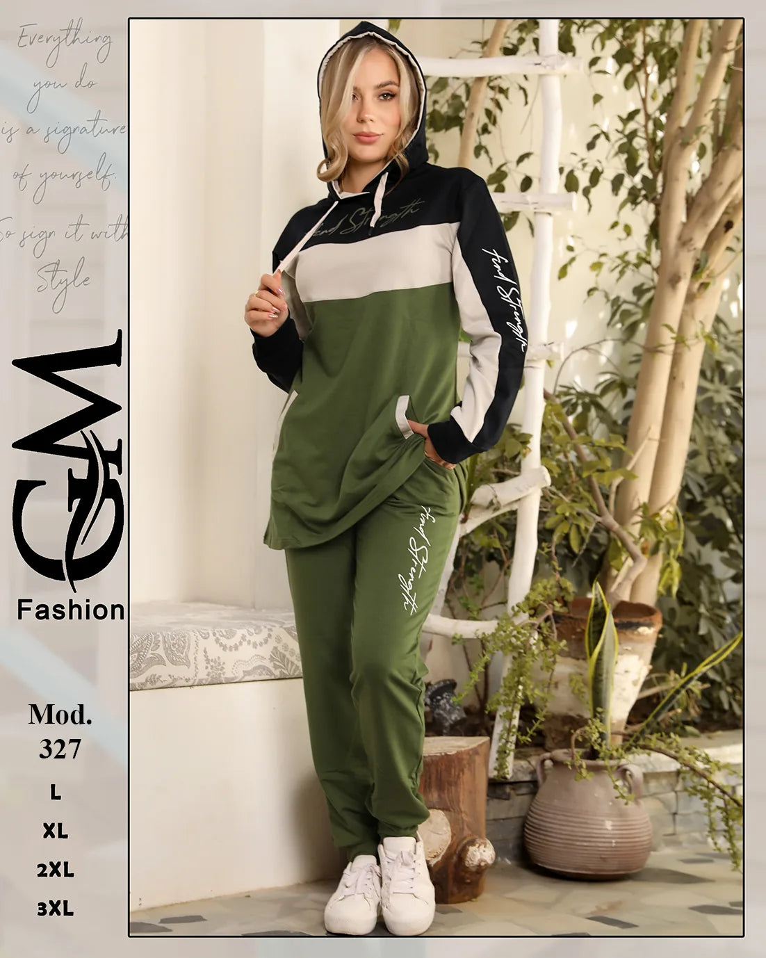 طقم ترينج شتوي حريمي قطن مريح بألوان متعددة – GM Fashion موديل 327