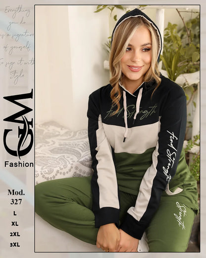 طقم ترينج شتوي حريمي قطن مريح بألوان متعددة – GM Fashion موديل 327