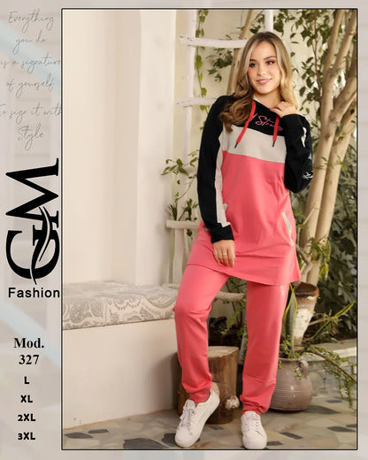 طقم ترينج شتوي حريمي قطن مريح بألوان متعددة – GM Fashion موديل 327
