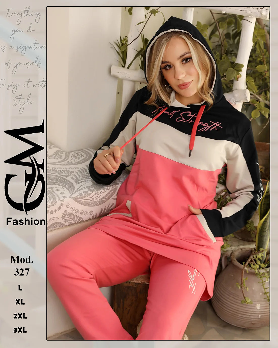 طقم ترينج شتوي حريمي قطن مريح بألوان متعددة – GM Fashion موديل 327