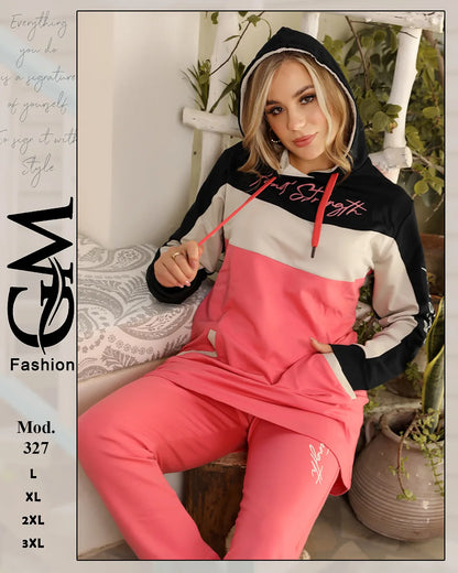 طقم ترينج شتوي حريمي قطن مريح بألوان متعددة – GM Fashion موديل 327