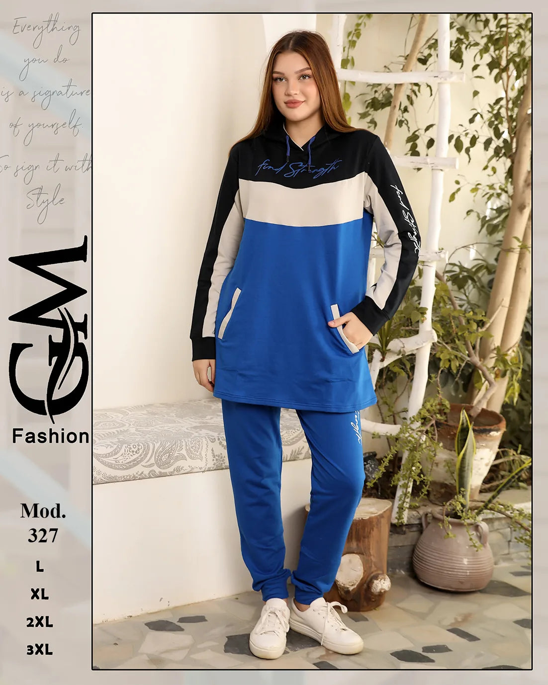 طقم ترينج شتوي حريمي قطن مريح بألوان متعددة – GM Fashion موديل 327