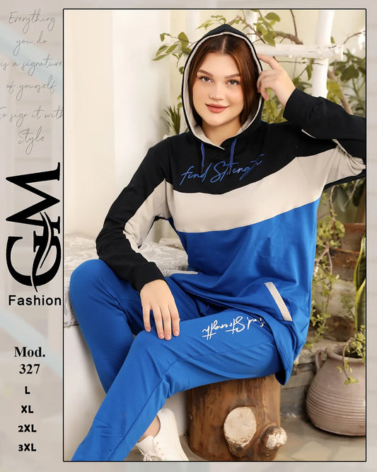 طقم ترينج شتوي حريمي قطن مريح بألوان متعددة – GM Fashion موديل 327
