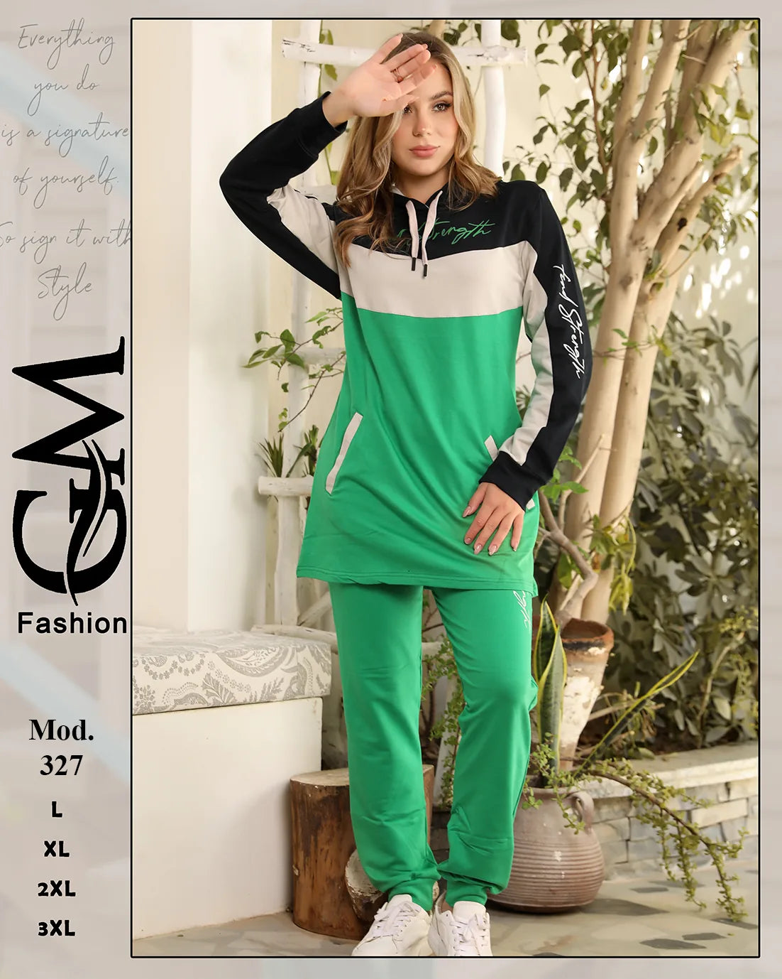 طقم ترينج شتوي حريمي قطن مريح بألوان متعددة – GM Fashion موديل 327
