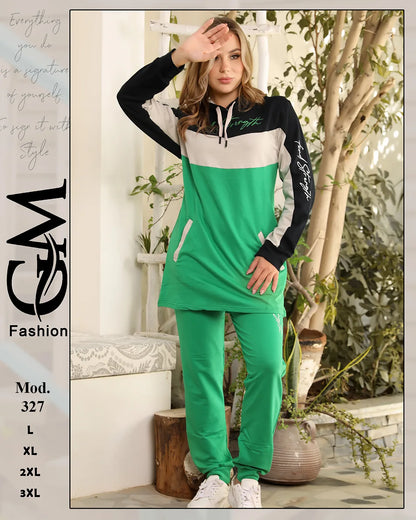طقم ترينج شتوي حريمي قطن مريح بألوان متعددة – GM Fashion موديل 327
