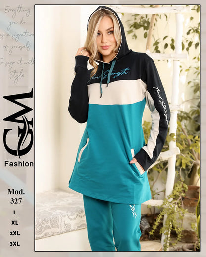 طقم ترينج شتوي حريمي قطن مريح بألوان متعددة – GM Fashion موديل 327