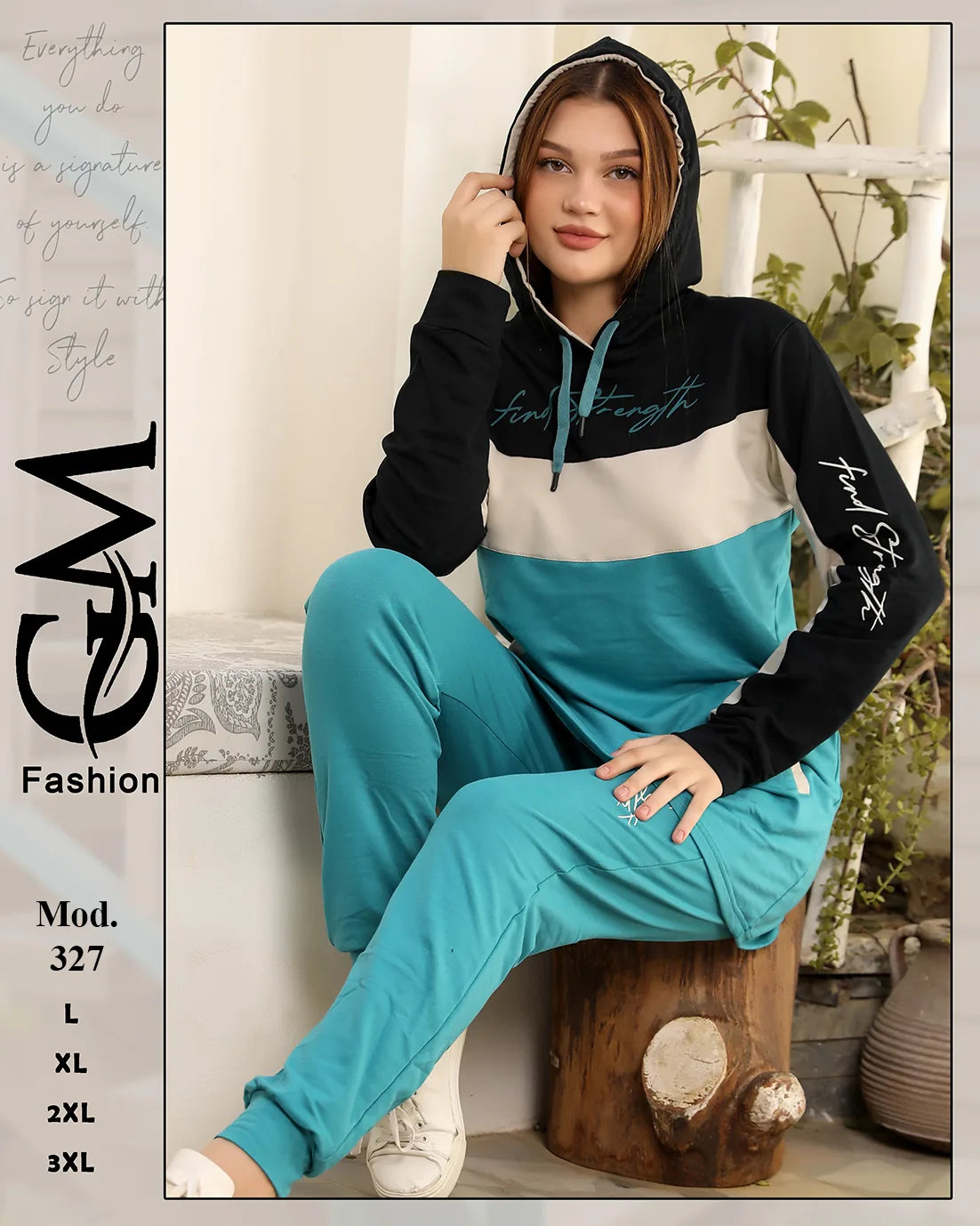 طقم ترينج شتوي حريمي قطن مريح بألوان متعددة – GM Fashion موديل 327