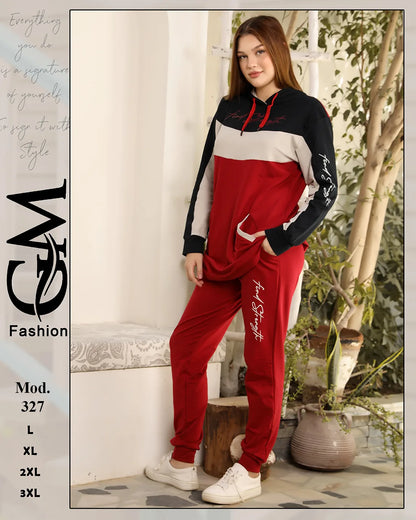 طقم ترينج شتوي حريمي قطن مريح بألوان متعددة – GM Fashion موديل 327