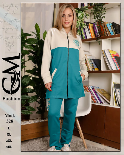طقم شتوي حريمي قطعتين قطيفة مبطن – موديل 328 | GM Fashion