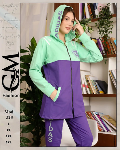 طقم شتوي حريمي قطعتين قطيفة مبطن – موديل 328 | GM Fashion