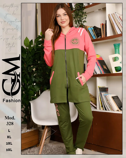 طقم شتوي حريمي قطعتين قطيفة مبطن – موديل 328 | GM Fashion