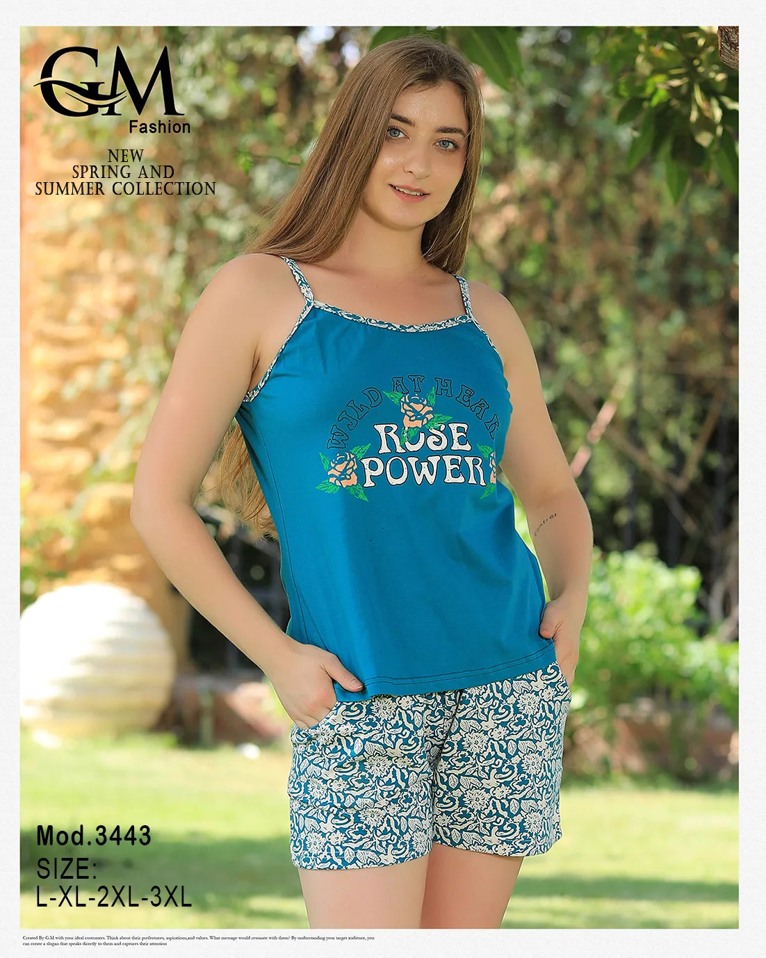 بيجامة حريمي صيفي قطن حمالة – موديل 3443 GM Fashion