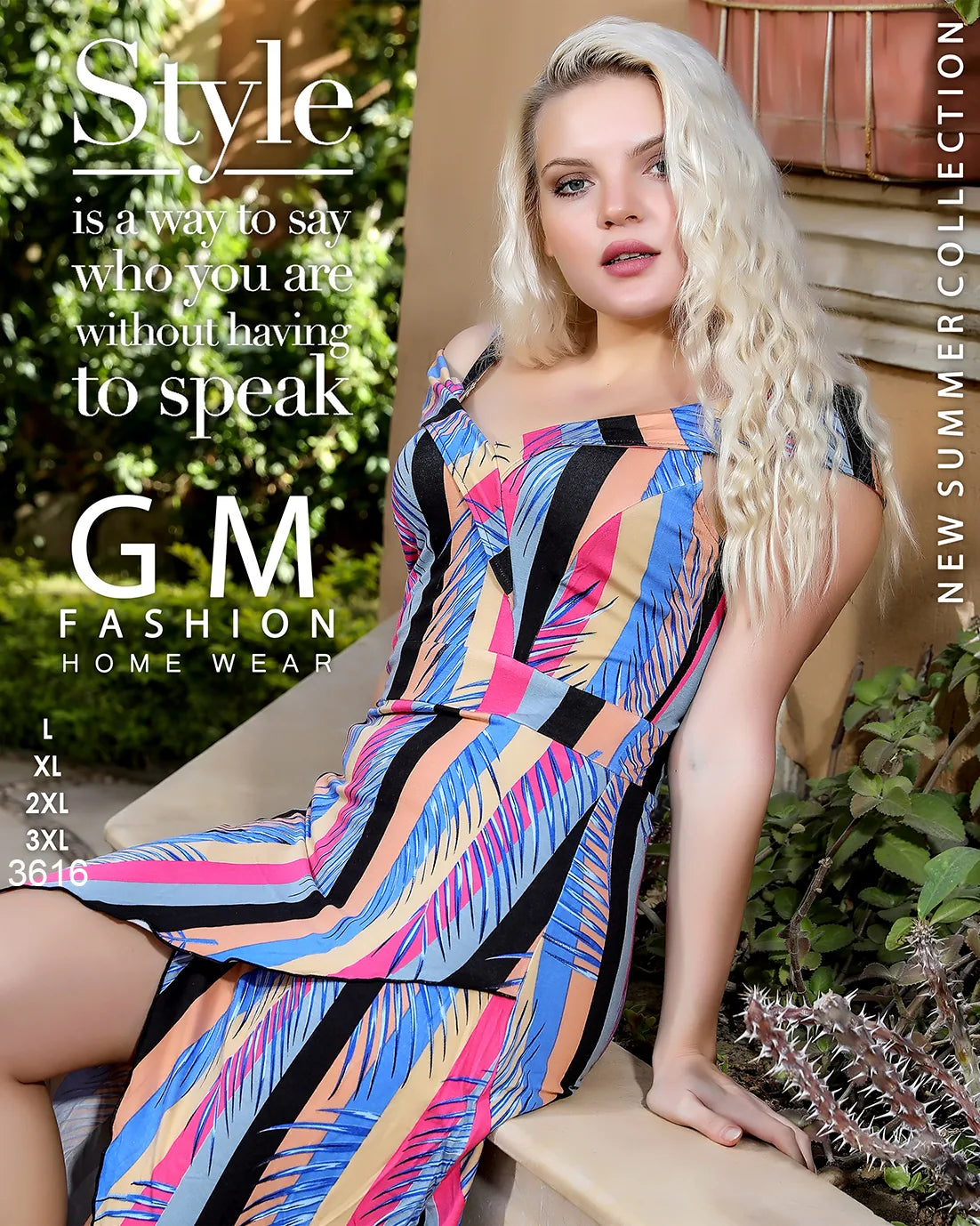 فستان صيفي بحمالات كشكشة تصميم مائل – موديل 3616 من GM Fashion