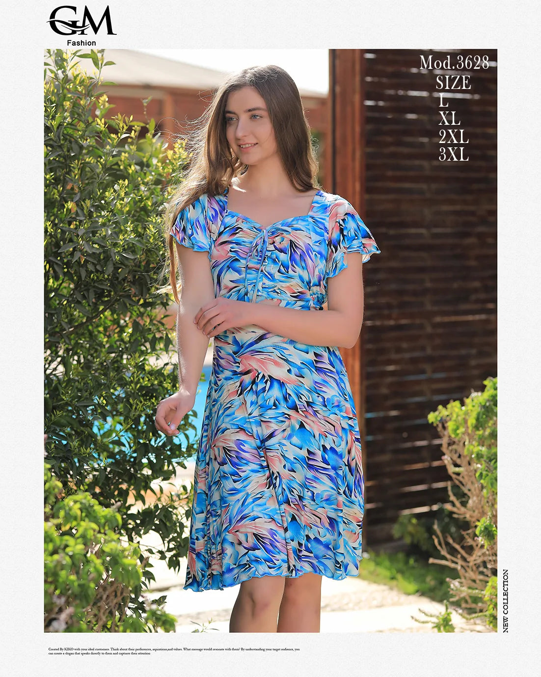 فستان صيفي قصير بكسرات من GM Fashion – موديل 3628