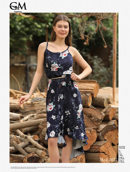 فستان صيفي قطني موديل 3637 من GM Fashion