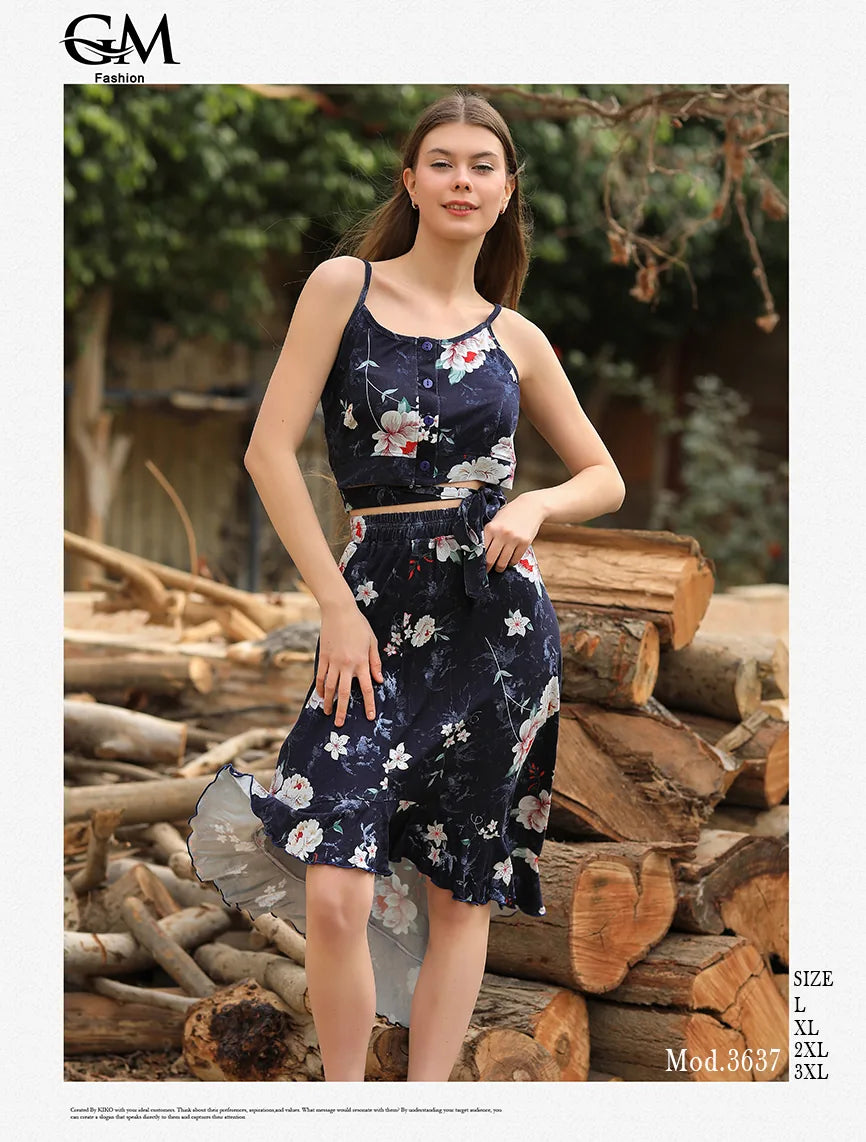 فستان صيفي قطني موديل 3637 من GM Fashion