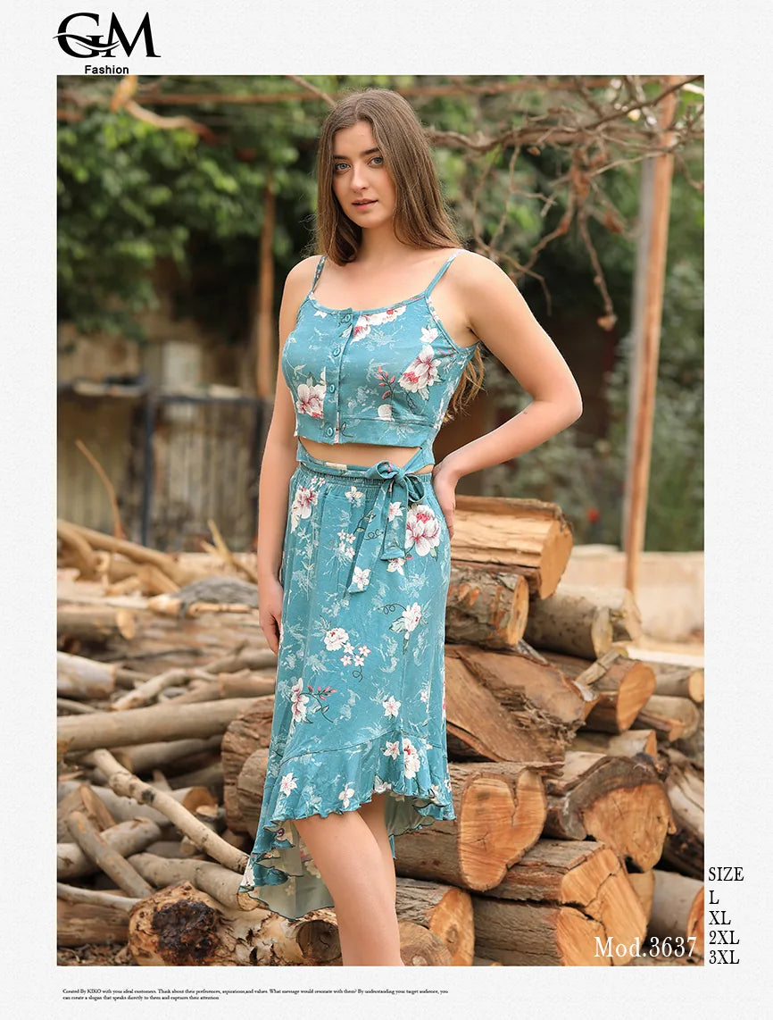 فستان صيفي قطني موديل 3637 من GM Fashion