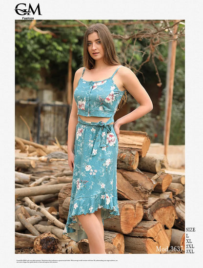 فستان صيفي قطني موديل 3637 من GM Fashion