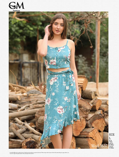 فستان صيفي قطني موديل 3637 من GM Fashion