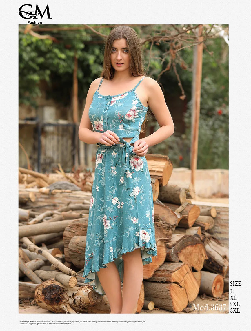 فستان صيفي قطني موديل 3637 من GM Fashion