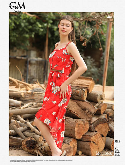 فستان صيفي قطني موديل 3637 من GM Fashion