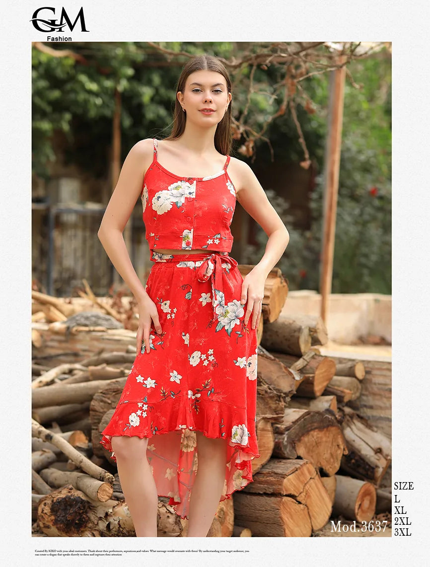 فستان صيفي قطني موديل 3637 من GM Fashion