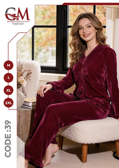 ترنج شتوى حريمى قطيفه - موديل 39- GM Fashion