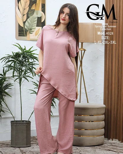طقم حريمي صيفي قطعتين واسع GM Fashion – موديل 4028