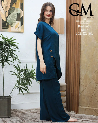 طقم حريمي صيفي قطعتين واسع GM Fashion – موديل 4028