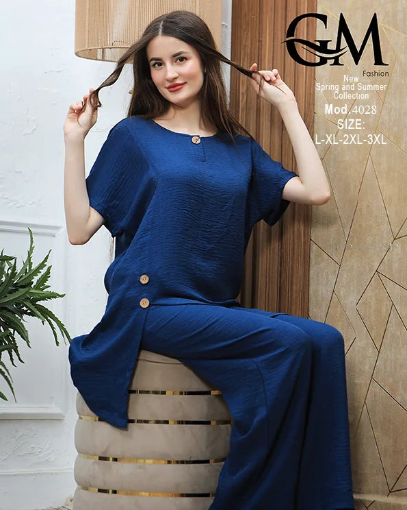 طقم حريمي صيفي قطعتين واسع GM Fashion – موديل 4028