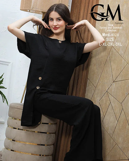 طقم حريمي صيفي قطعتين واسع GM Fashion – موديل 4028