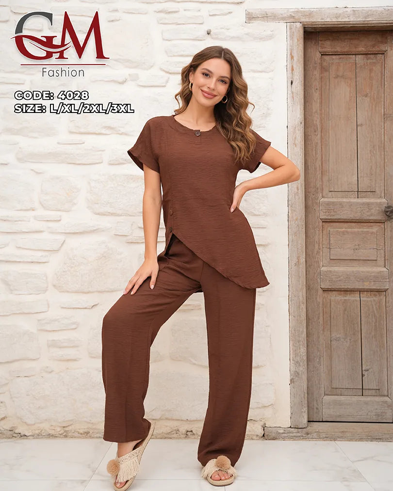 طقم حريمي صيفي قطعتين واسع GM Fashion – موديل 4028