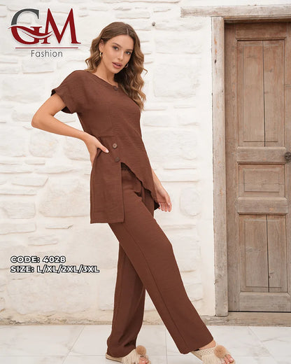 طقم حريمي صيفي قطعتين واسع GM Fashion – موديل 4028
