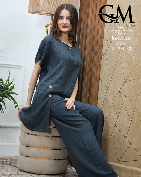 طقم حريمي صيفي قطعتين واسع GM Fashion – موديل 4028