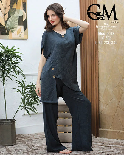 طقم حريمي صيفي قطعتين واسع GM Fashion – موديل 4028