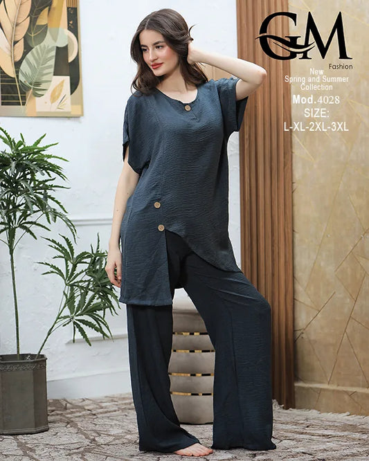 طقم حريمي صيفي قطعتين واسع GM Fashion – موديل 4028