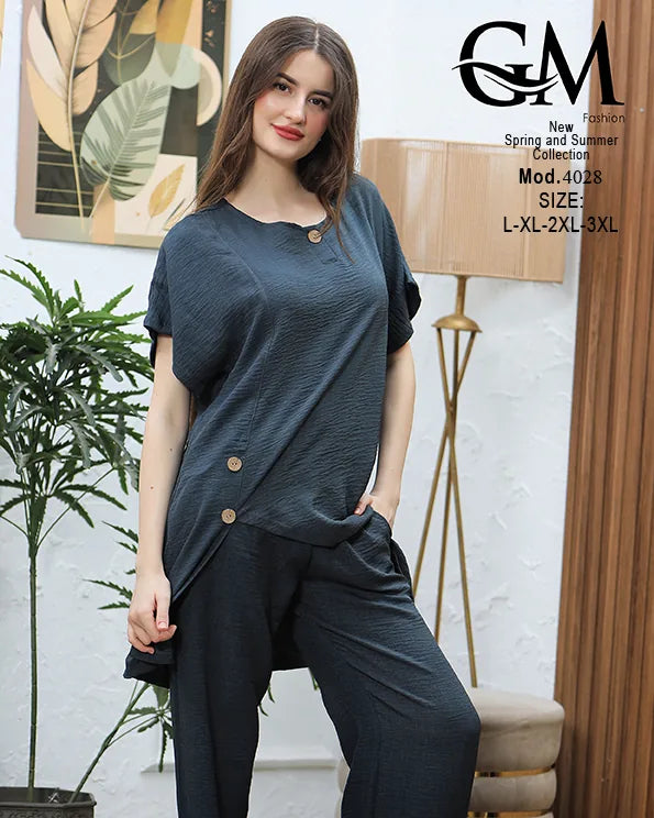 طقم حريمي صيفي قطعتين واسع GM Fashion – موديل 4028