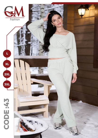 بيجامة حريمى شتوى تريكو - كود 43 - GM Fashion