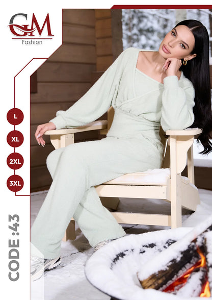 بيجامة حريمى شتوى تريكو - كود 43 - GM Fashion