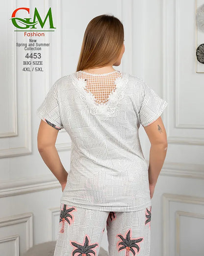 بيجامة حريمي مقاسات كبيرة مريحة | GM Fashion موديل 4453