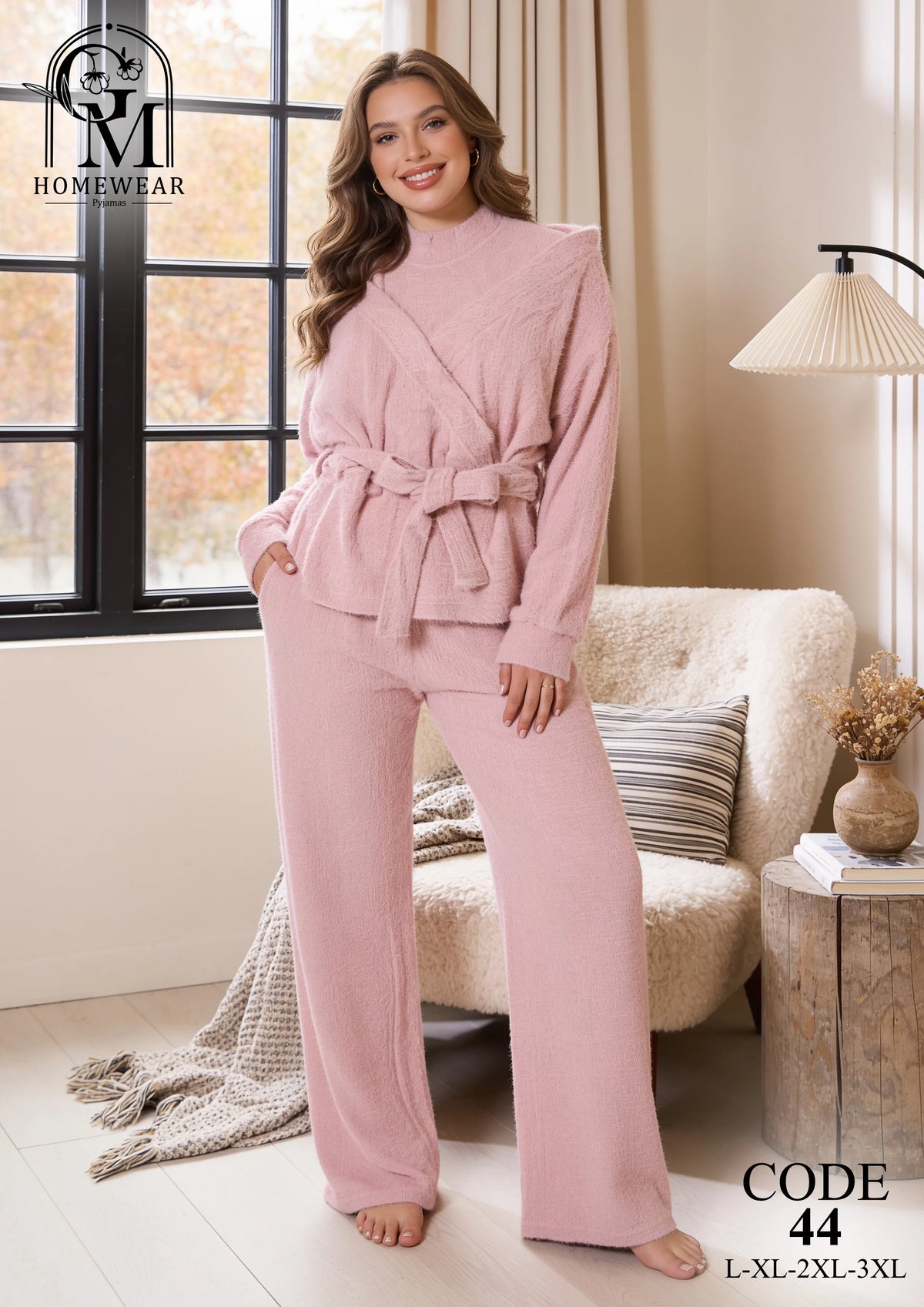 طقم حريمي شتوي تريكو ناعم  – Gm Homewear موديل 44