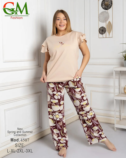 بيجامة حريمي صيفي ناعمة ومريحة | GM Fashion موديل 4507